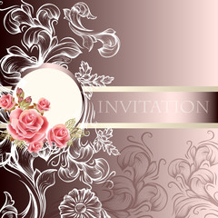 Wall Mural - Elegant wedding invitation card in pastel tones