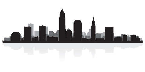 Fototapete - Cleveland city skyline silhouette