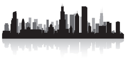 Fototapete - Chicago city skyline silhouette