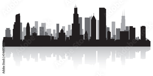 Foto  Chicago city skyline silhouette