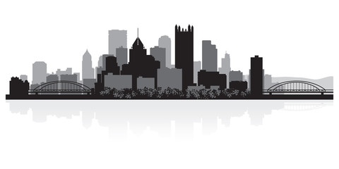 Fototapete - Pittsburgh city skyline silhouette