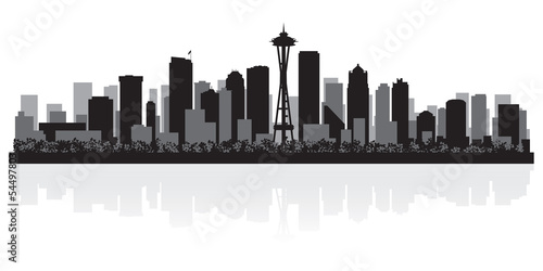 Naklejka samoprzylepna Sylwetka panoramę miasta Seattle