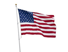 American Flag Isolated On White With Clipping Path