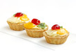 Delicious fresh fruit tarts with focus in middle