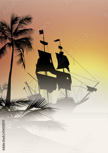 treasure island galleon sunset