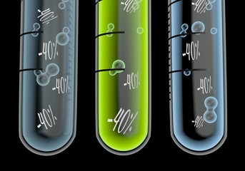 Poster - discount symbol  in three test glasses