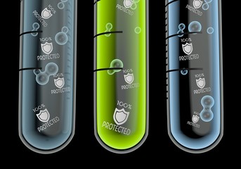 Poster - 3d graphic of a medical protected icon  in three test glasses