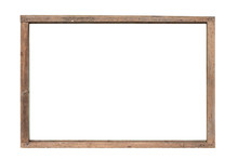 Old Wood Frame Vintage On White Background With Clipping Path