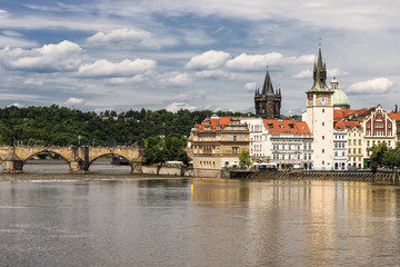 Canvas Print - Moldau und Brücke