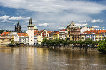 Canvas Print - Moldau und Brücke