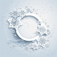 Fotobehang - Christmas frame on snow background