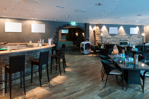 Fotografie, Obraz lounge bar in restaurant with white picture frames