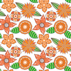 Abstract floral background, summer theme seamless pattern, vecto