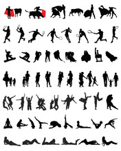 Set Of Different Silhouettes Of People 5, Vector