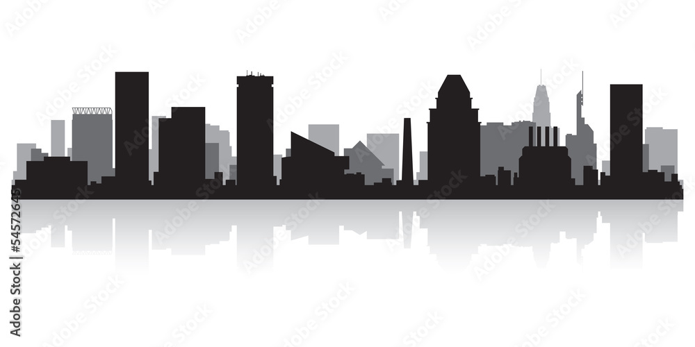 Baltimore city skyline silhouette - obrazy, fototapety, plakaty 