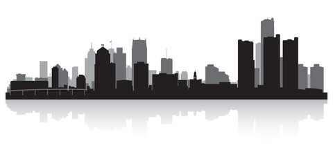 Fototapete - Detroit city skyline silhouette