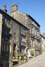 Weavers Cottages And Cobbled Street In Heptonstall, Yorkshire