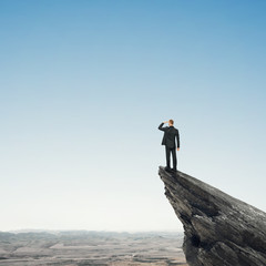 man looking landscape