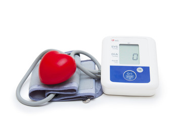 Digital blood pressure meter with love heart symbol