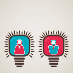 male and female icon in bulb vector