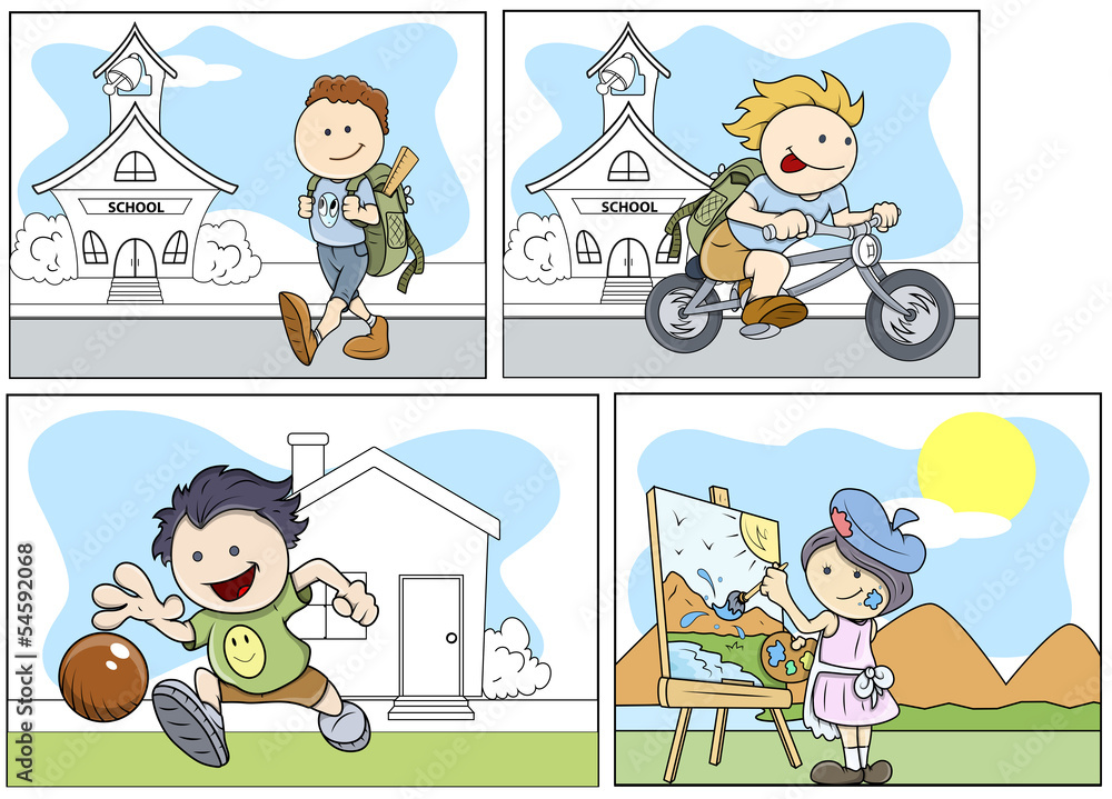 Cartoon Kids Vector Set of Illustrations Stock Vector | Adobe Stock