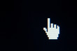 hand cursor on computer black screen