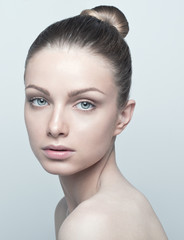 portrait of beautiful young woman with clean and healthy face. n