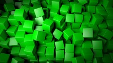 Abstract Green Cubes Background