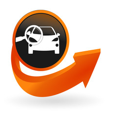 Aufkleber - contrôle technique automobile sur web bouton flèche orange