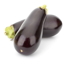 Black eggplants isolated on white background