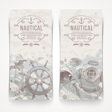 Travel And Nautical - Vintage Hand Drawn Vector Banners
