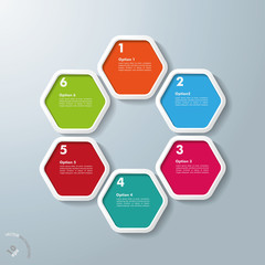 Wall Mural - 6 Colored Hexagon Infographic