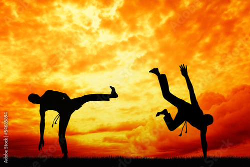 Fotoboard na płycie Capoeira o zachodzie słońca