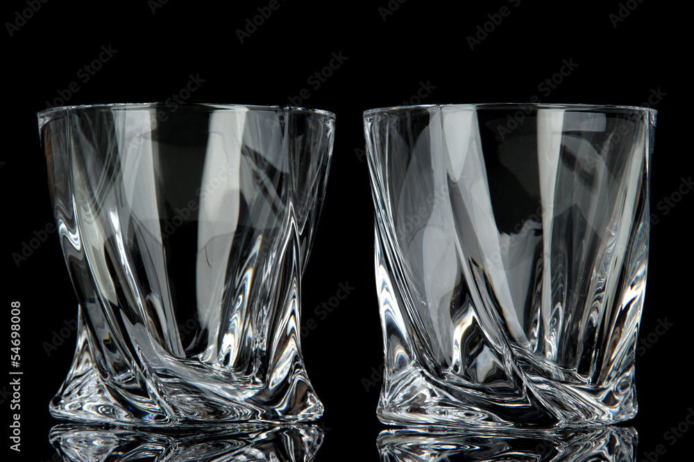 Empty glasses, isolated on black
