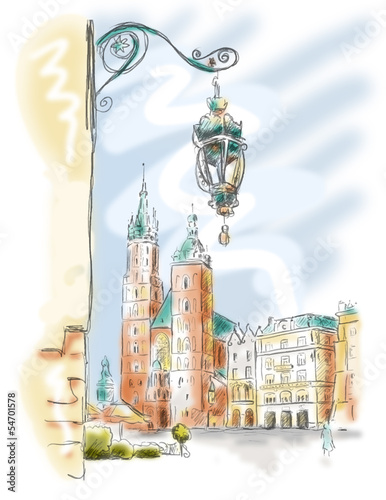 Board z aluminiowym obramowaniem Krakau rynek
