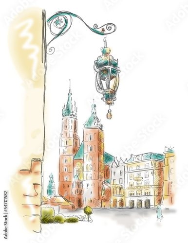 Board z aluminiowym obramowaniem Krakau rynek