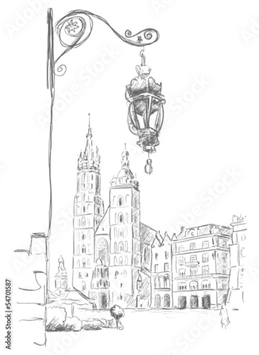 Board z aluminiowym obramowaniem Krakau rynek