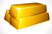 Vector Illustration Of Gold Brick Against White Background