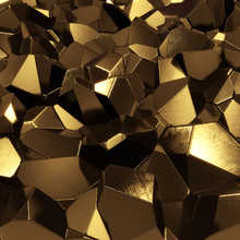 Abstract Golden Crystals - Computer Generated 3d Pyrites