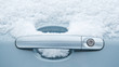 Car door handle and frozen snow
