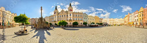 Obraz na płótnie canvas trzyczęściowy "tryptyk" Rynek w pardubicach, republika czeska
