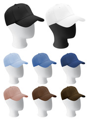 Canvas Print - Mannequin heads with blank baseball cap template