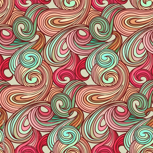 Naklejka - mata magnetyczna na lodówkę Seamless abstract curly wave pattern