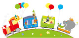 Wesoły pociąg urodzinowy- zwierzęta i balony