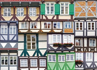 Fototapete - Collage of the ancient unique fahverk houses. Germany
