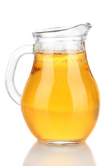 Full jug of apple juice, isolated on white