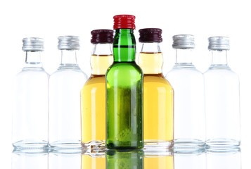  Minibar bottles, isolated on white