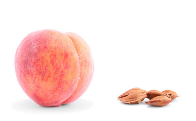 Wall Mural - Peach with core isolated on a white background