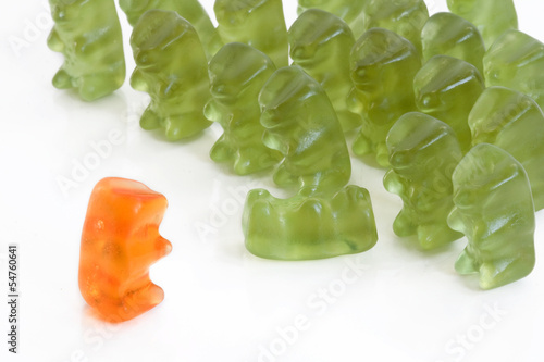 Fototapeta na wymiar Gummy bears - a rebel against authority