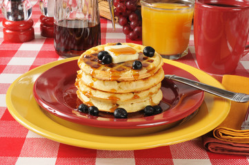 Canvas Print - Waffles with blueberries